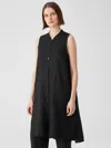 Eileen Fisher Organic Handkerchief Linen Long Shirt In Black