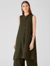 Eileen Fisher Organic Handkerchief Linen Long Shirt In Green