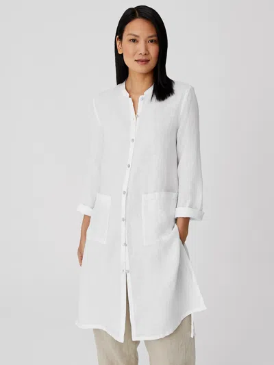 Eileen Fisher Organic Handkerchief Linen Long Shirt In White