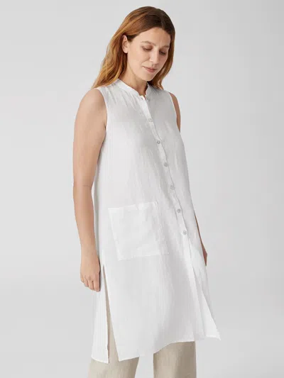 Eileen Fisher Organic Handkerchief Linen Long Shirt In White