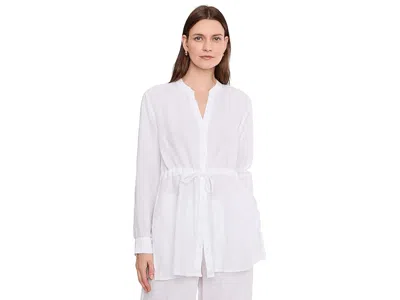 Eileen Fisher Organic Handkerchief Linen Long Shirt With Drawstrng In Multi
