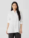 Eileen Fisher Organic Handkerchief Linen Mandarin Collar Shirt In White