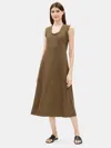 Eileen Fisher Organic Handkerchief Linen Raw-edge Dress In Brown