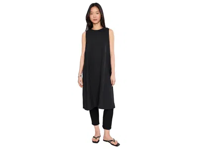 Eileen Fisher Organic Handkerchief Linen Round Neck Tunic In Black