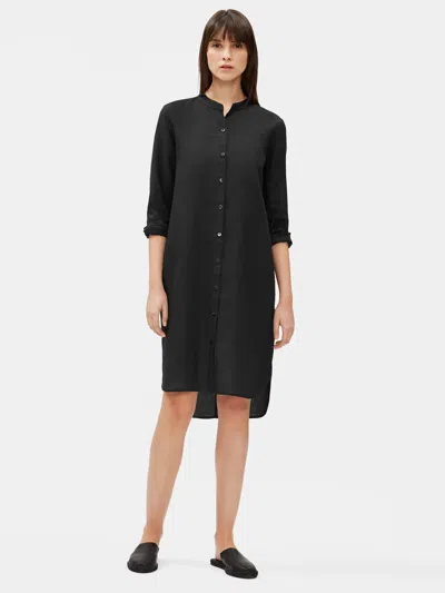 Eileen Fisher Organic Handkerchief Linen Shirt Dress In Black