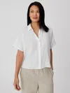 Eileen Fisher Organic Handkerchief Linen Short-sleeve Shirt In White