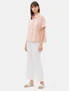 Eileen Fisher Organic Handkerchief Linen Short-sleeve Shirt In White