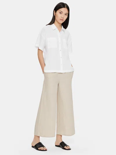 Eileen Fisher Organic Handkerchief Linen Short-sleeve Shirt In White