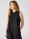 Eileen Fisher Organic Handkerchief Linen Sleeveless Shirt In Black