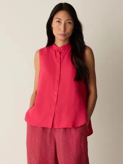 Eileen Fisher Organic Handkerchief Linen Sleeveless Shirt In Grenadine