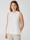 Eileen Fisher Organic Handkerchief Linen Sleeveless Shirt In White