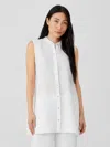 Eileen Fisher Organic Handkerchief Linen Sleeveless Shirt In White