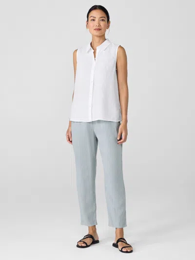 Eileen Fisher Organic Handkerchief Linen Sleeveless Shirt In White