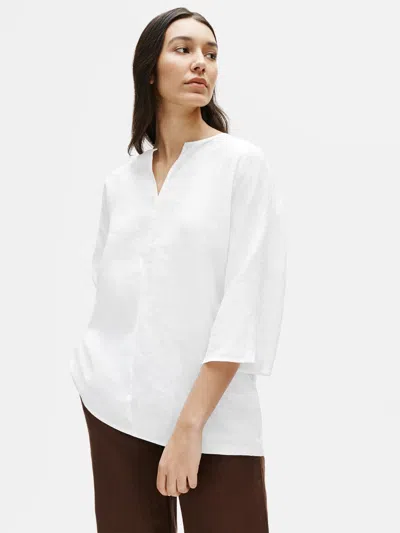 Eileen Fisher Organic Handkerchief Linen Split Neck Tunic In White