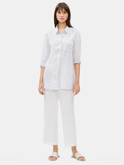 Eileen Fisher Organic Handkerchief Linen Striped Shirt In White