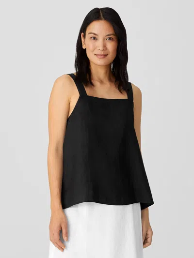 Eileen Fisher Organic Handkerchief Linen Tank In Black