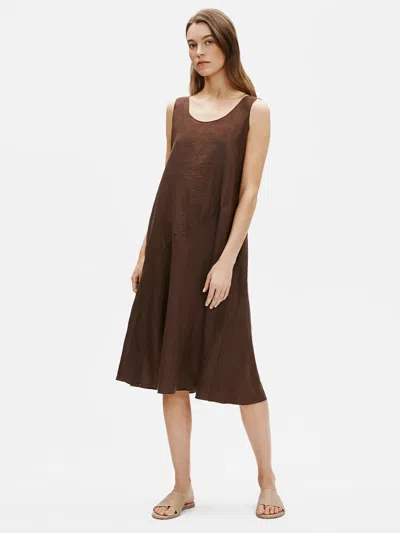 Eileen Fisher Organic Handkerchief Linen Tank Dress In Brown