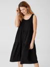 Eileen Fisher Organic Handkerchief Linen Tiered Dress In Black