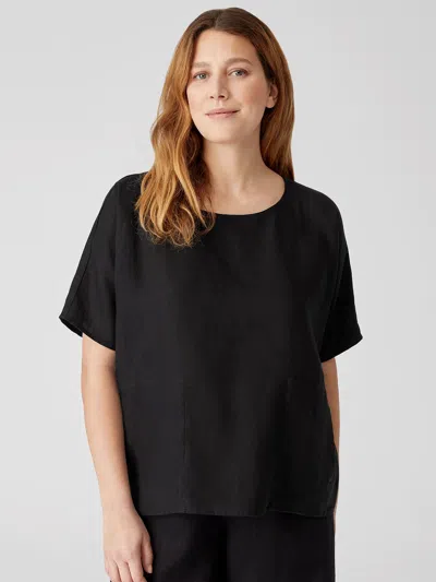 Eileen Fisher Organic Handkerchief Linen Top In Black