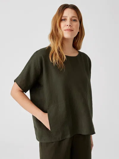 Eileen Fisher Organic Handkerchief Linen Top In Green