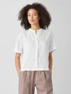 Eileen Fisher Organic Handkerchief Linen Band Collar Shirt In White