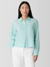 Eileen Fisher Organic Handkerchief Linen Classic Collar Short Shirt In Green