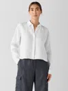 Eileen Fisher Organic Handkerchief Linen Classic Collar Short Shirt In White