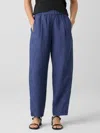 Eileen Fisher Pleated Organic Linen Lantern Pants In Blue