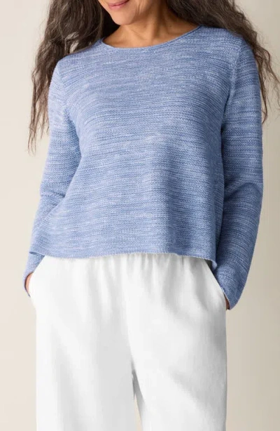 Eileen Fisher Organic Linen & Cotton Blend Crewneck Sweater In Blue