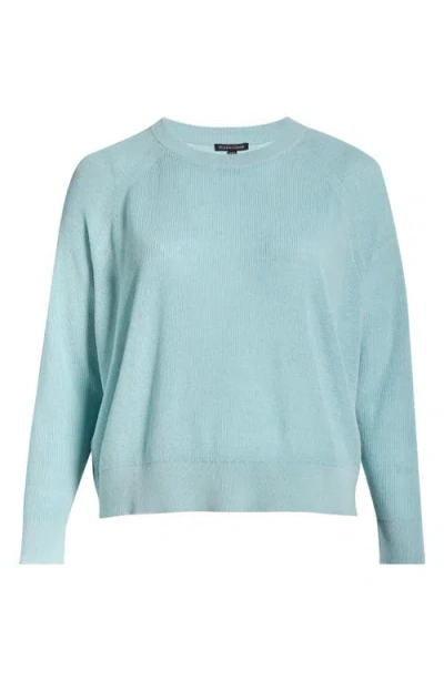 Eileen Fisher Organic Linen & Cotton Blend Crewneck Sweater In Blue
