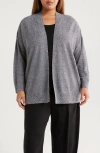 Eileen Fisher Organic Linen & Cotton Cardigan In Gray