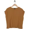 Eileen Fisher Organic Linen & Organic Cotton Cap Sleeve T-shirt In Chestnut