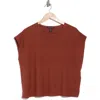 Eileen Fisher Organic Linen & Organic Cotton Cap Sleeve T-shirt In Brown