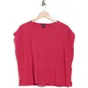Eileen Fisher Organic Linen & Organic Cotton Cap Sleeve T-shirt In Geranium