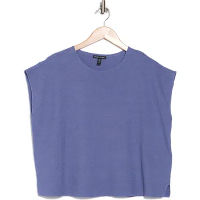 Eileen Fisher Organic Linen & Organic Cotton Cap Sleeve T-shirt In Periwinkle