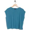 Eileen Fisher Organic Linen & Organic Cotton Cap Sleeve T-shirt In River