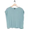 Eileen Fisher Organic Linen & Organic Cotton Cap Sleeve T-shirt In Seafoam