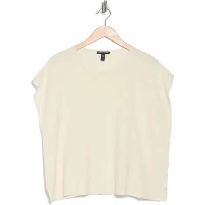 Eileen Fisher Organic Linen & Organic Cotton Cap Sleeve T-shirt In Soft White