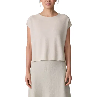 Eileen Fisher Organic Linen & Organic Cotton Cap Sleeve T-shirt In Undyed Natural