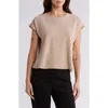 Eileen Fisher Bateau Neck Sleeveless Organic Linen & Organic Cotton Tunic Sweater In Wheat