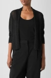Eileen Fisher Organic Linen & Organic Cotton Cardigan In Black