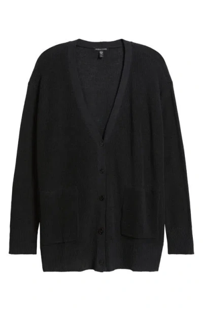 Eileen Fisher Organic Linen & Organic Cotton Cardigan In Black