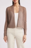 Eileen Fisher Organic Linen & Organic Cotton Cardigan In Cocoa