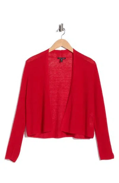 Eileen Fisher Organic Linen & Organic Cotton Cardigan In Crimson