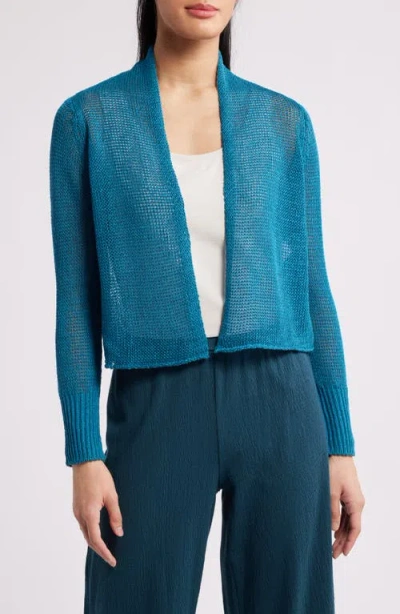 Eileen Fisher Organic Linen & Organic Cotton Cardigan In Dragonfly