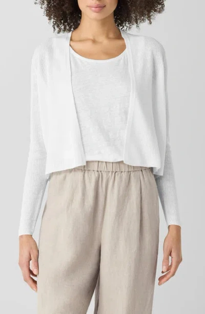 Eileen Fisher Organic Linen & Organic Cotton Cardigan In White