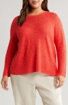 Eileen Fisher Organic Linen & Organic Cotton Crewneck Sweater In Flame