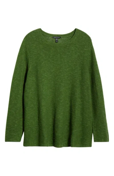 Eileen Fisher Organic Linen & Organic Cotton Crewneck Sweater In Green