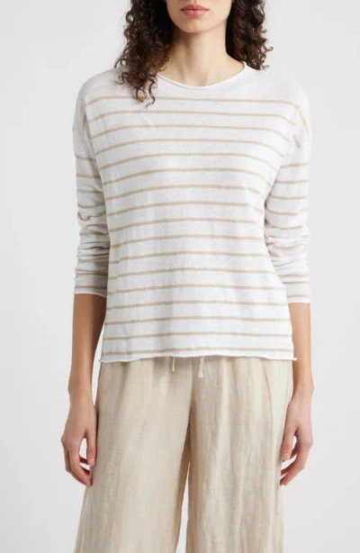 Eileen Fisher Organic Linen & Organic Cotton Crewneck Sweater In White