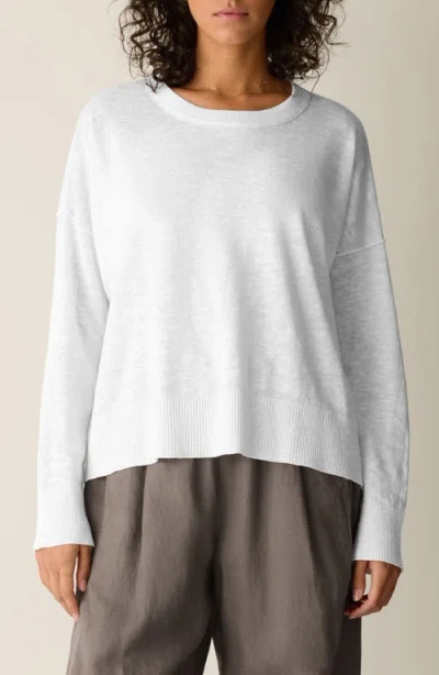 Eileen Fisher Organic Linen & Organic Cotton Crewneck Sweater In Gray